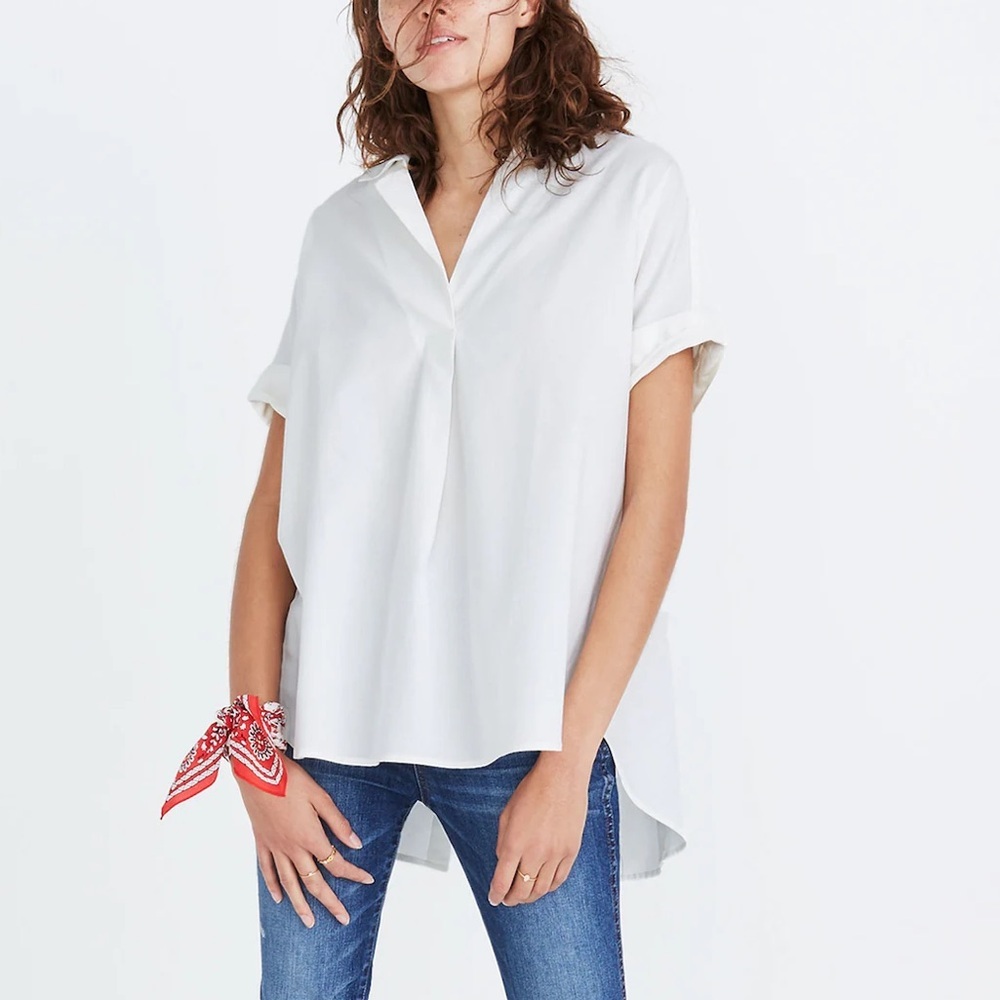 Madewell Courier Button-Back Shirt in Pure White
